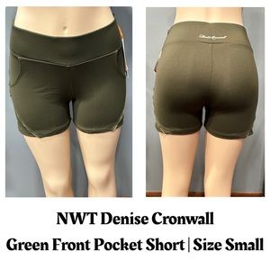 Denise Cronwall Green Front Pocket Short Size Small Workout Yoga Gym‎ Pilates